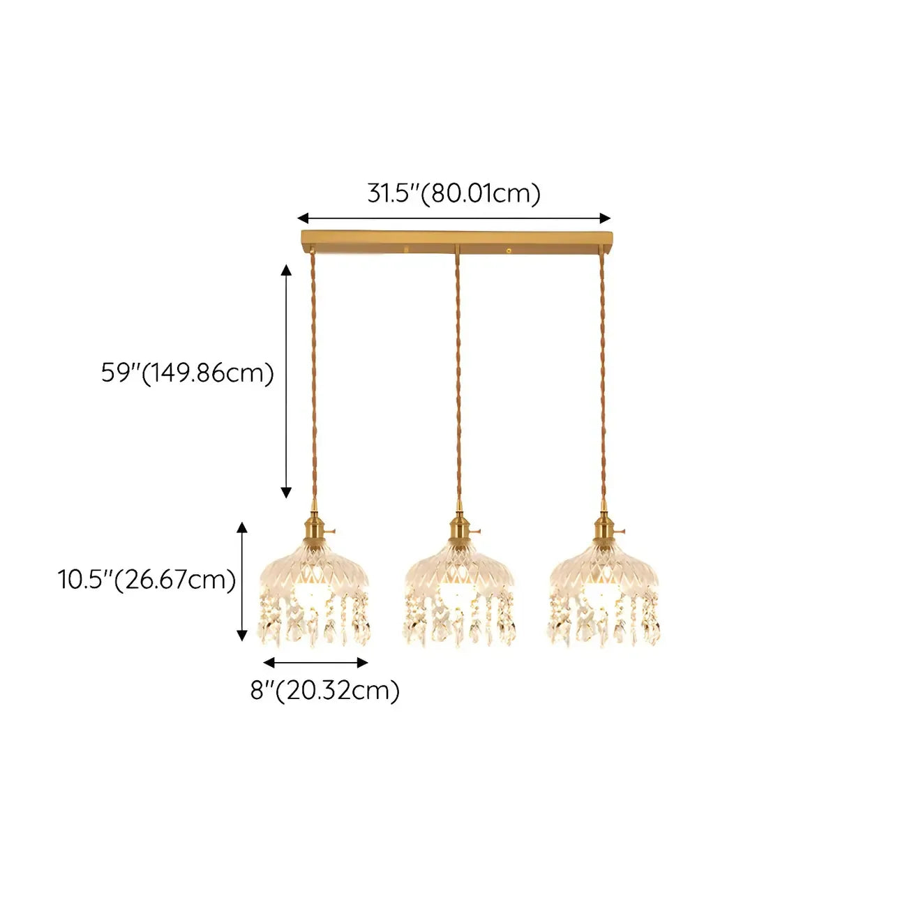 Elegant Glass-Crystal Gold Island Pendant Lights