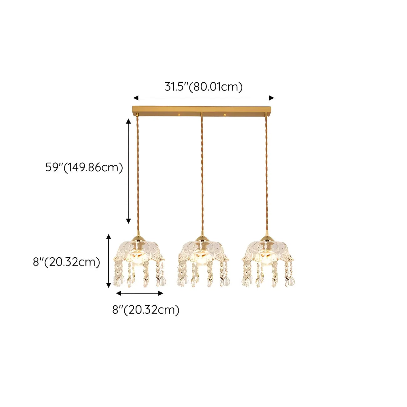 Elegant Glass-Crystal Gold Island Pendant Lights