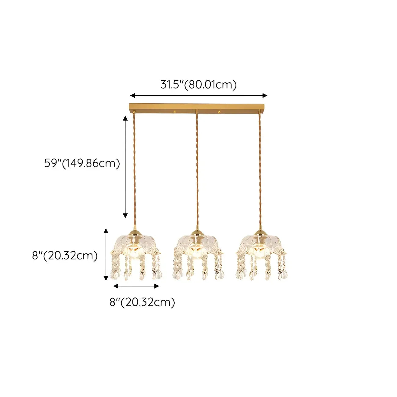 Elegant Glass-Crystal Gold Island Pendant Lights