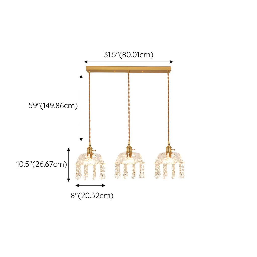 Elegant Glass-Crystal Gold Island Pendant Lights