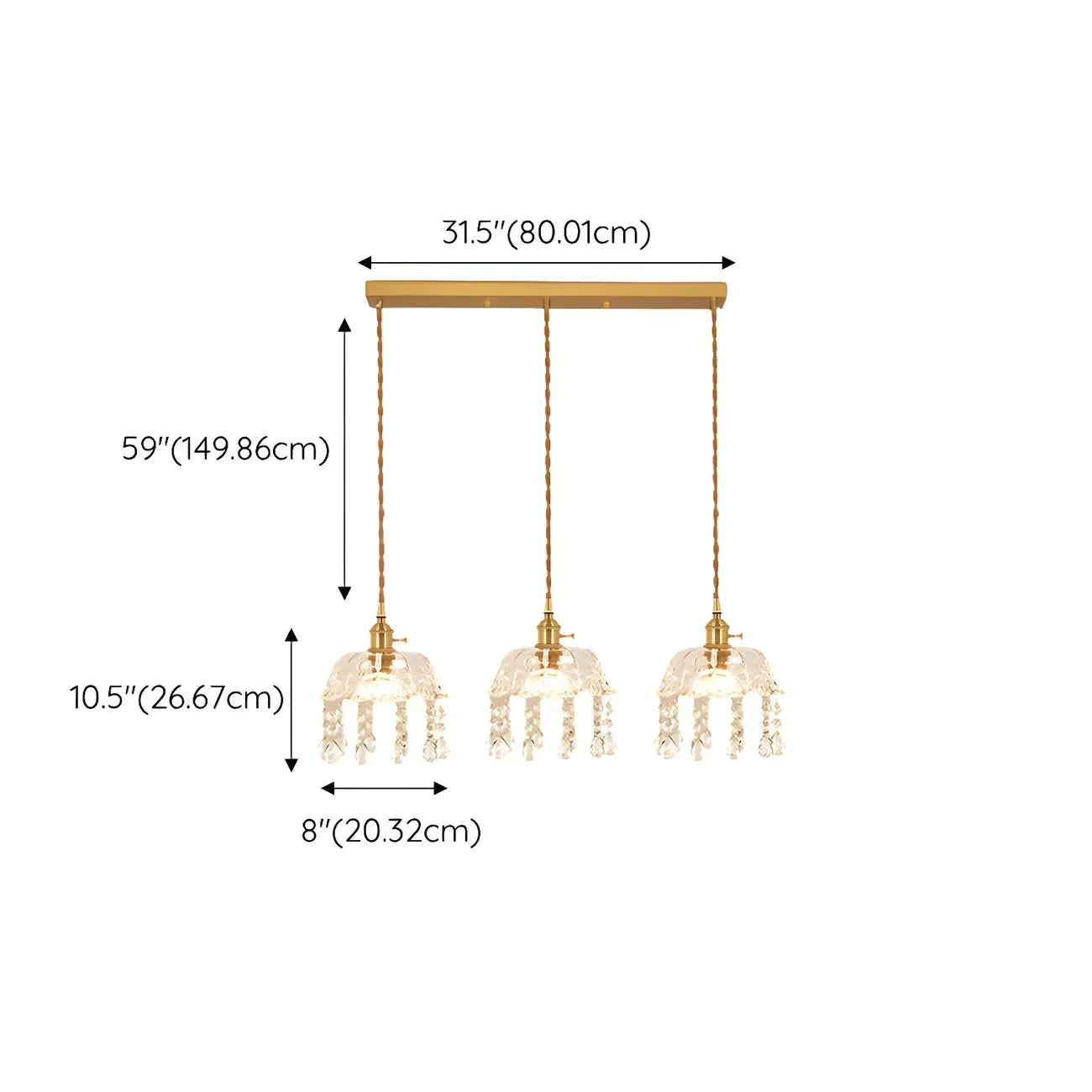 Elegant Glass-Crystal Gold Island Pendant Lights
