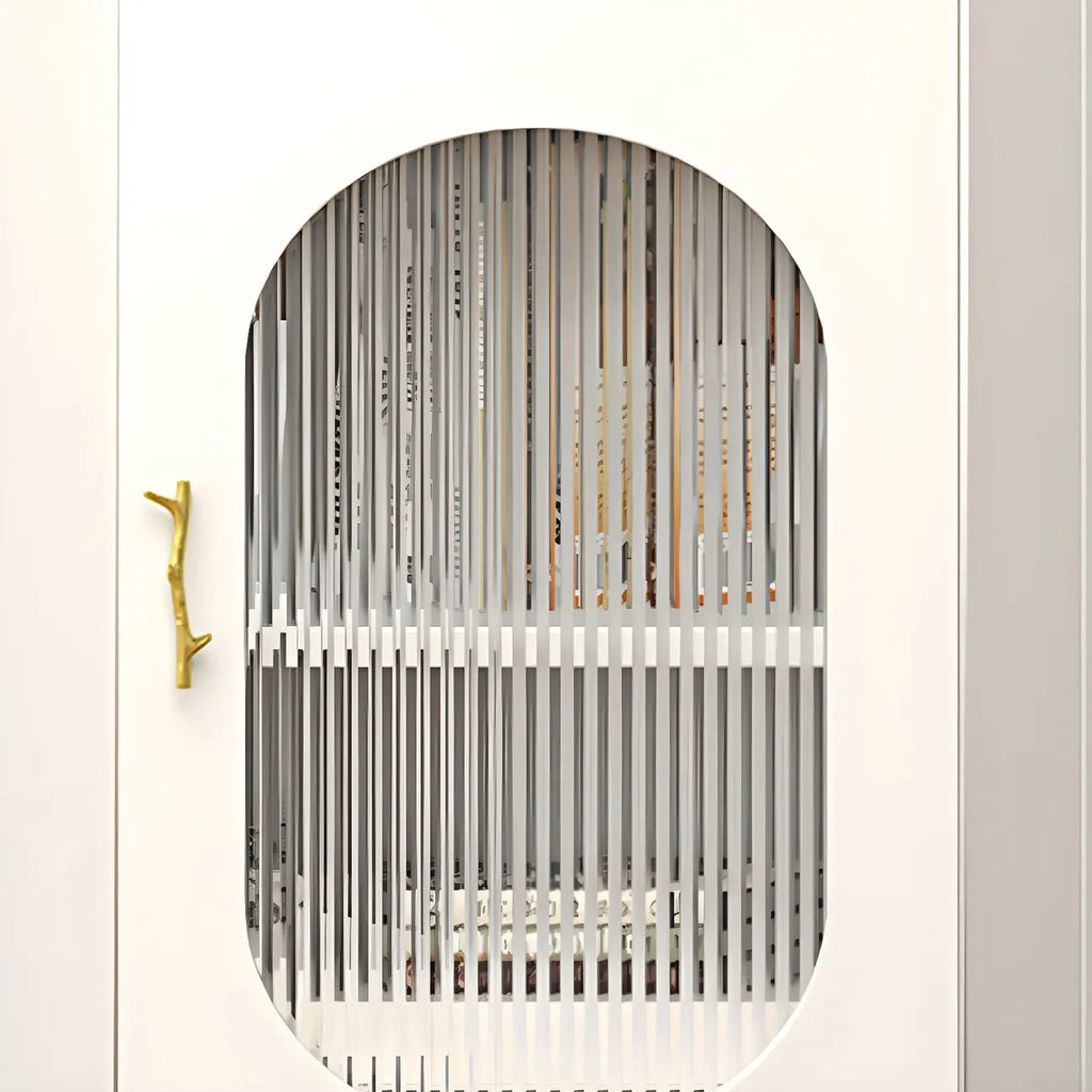 Modern White Rounded Wood Metal Leg Storage Corner Cabinet