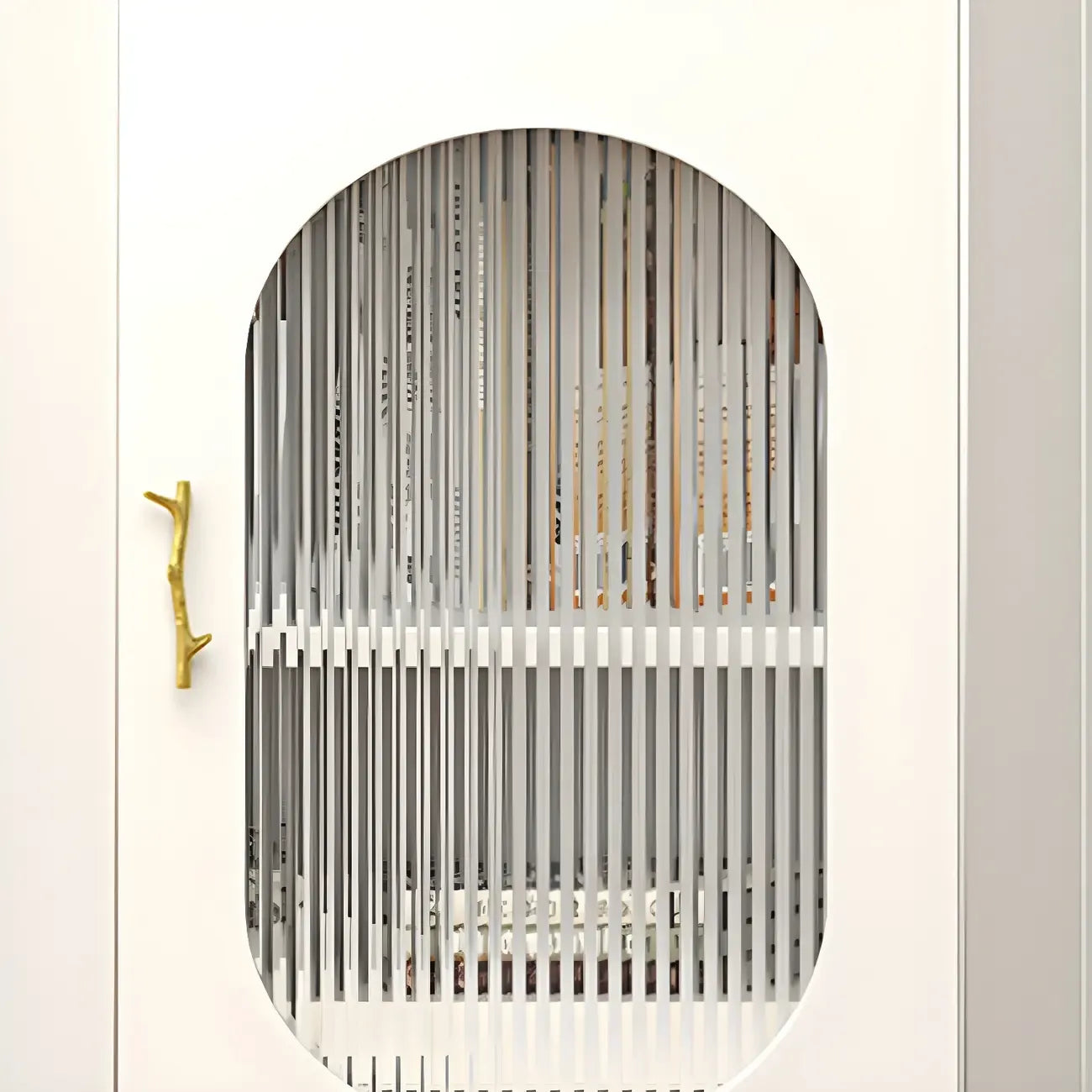 Modern White Rounded Wood Metal Leg Storage Corner Cabinet