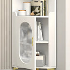 Modern White Rounded Wood Metal Leg Storage Corner Cabinet