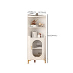 Modern White Rounded Wood Metal Leg Storage Corner Cabinet