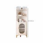 Modern White Rounded Wood Metal Leg Storage Corner Cabinet