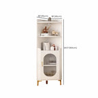 Modern White Rounded Wood Metal Leg Storage Corner Cabinet