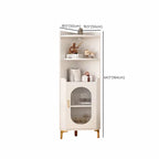 Modern White Rounded Wood Metal Leg Storage Corner Cabinet