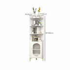 Modern White Rounded Wood Metal Leg Storage Corner Cabinet