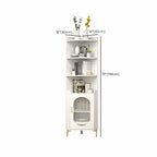 Modern White Rounded Wood Metal Leg Storage Corner Cabinet