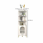 Modern White Rounded Wood Metal Leg Storage Corner Cabinet