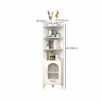 Modern White Rounded Wood Metal Leg Storage Corner Cabinet