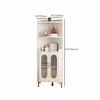 Modern White Rounded Wood Metal Leg Storage Corner Cabinet