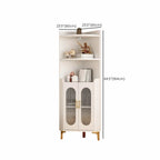 Modern White Rounded Wood Metal Leg Storage Corner Cabinet