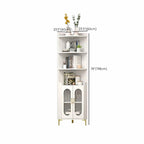 Modern White Rounded Wood Metal Leg Storage Corner Cabinet