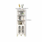 Modern White Rounded Wood Metal Leg Storage Corner Cabinet
