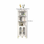 Modern White Rounded Wood Metal Leg Storage Corner Cabinet