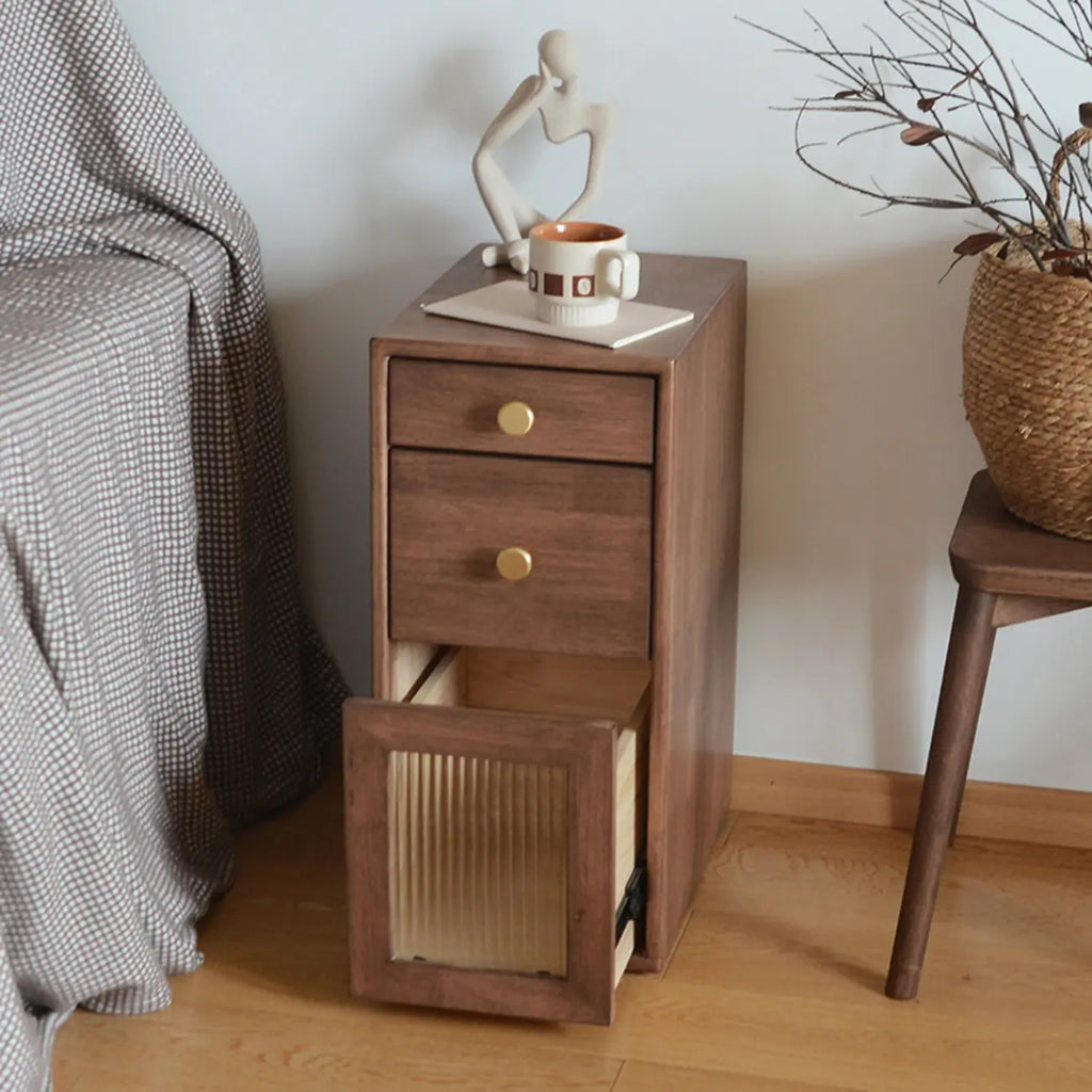 Vintage Brown Wood 2-Drawer Nightstand
