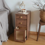 Vintage Brown Wood 2-Drawer Nightstand