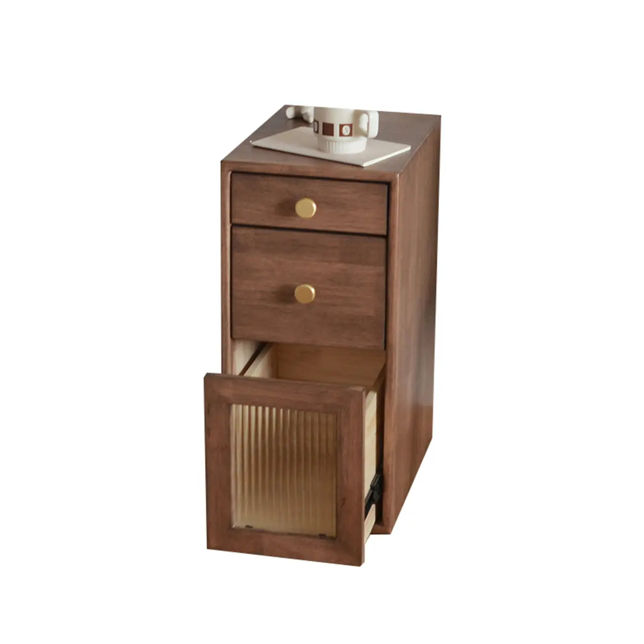 Vintage Brown Wood 2-Drawer Nightstand