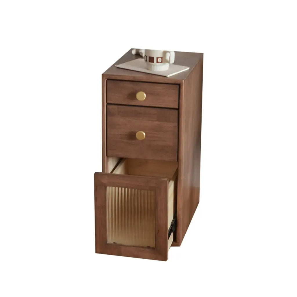 Vintage Brown Wood 2-Drawer Nightstand