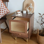 Vintage Brown Wood 2-Drawer Nightstand