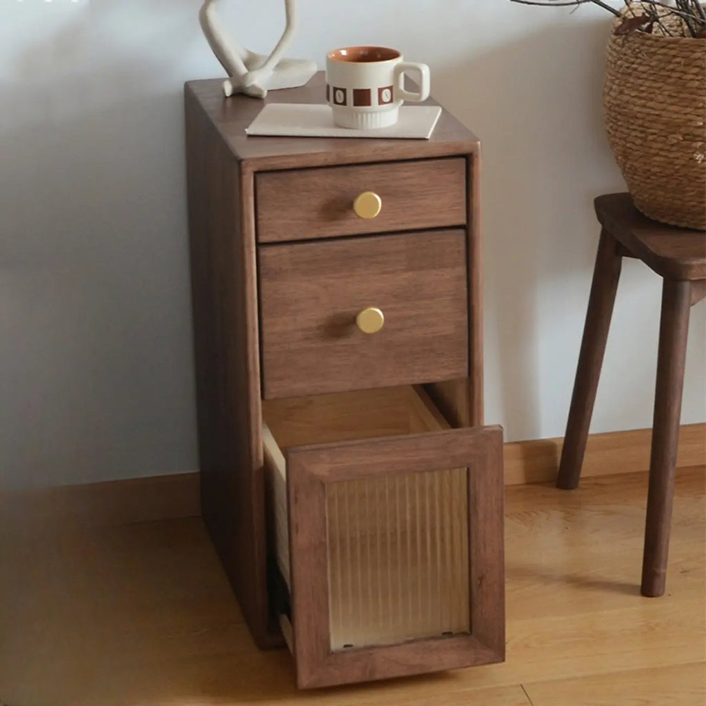 Vintage Brown Wood 2-Drawer Nightstand