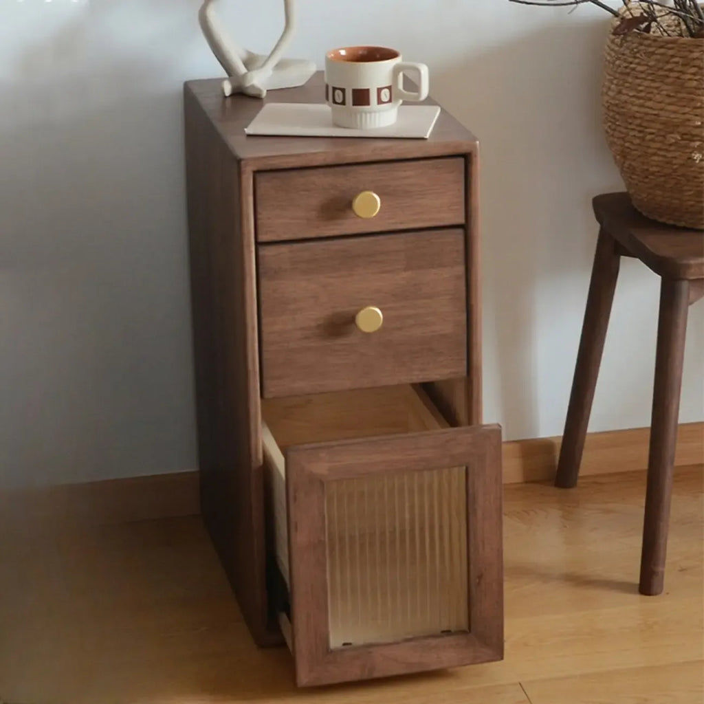 Vintage Brown Wood 2-Drawer Nightstand