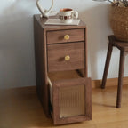 Vintage Brown Wood 2-Drawer Nightstand