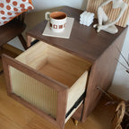 Vintage Brown Wood 2-Drawer Nightstand