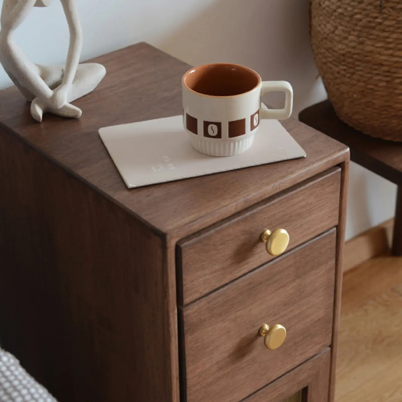 Vintage Brown Wood 2-Drawer Nightstand