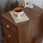 Vintage Brown Wood 2-Drawer Nightstand