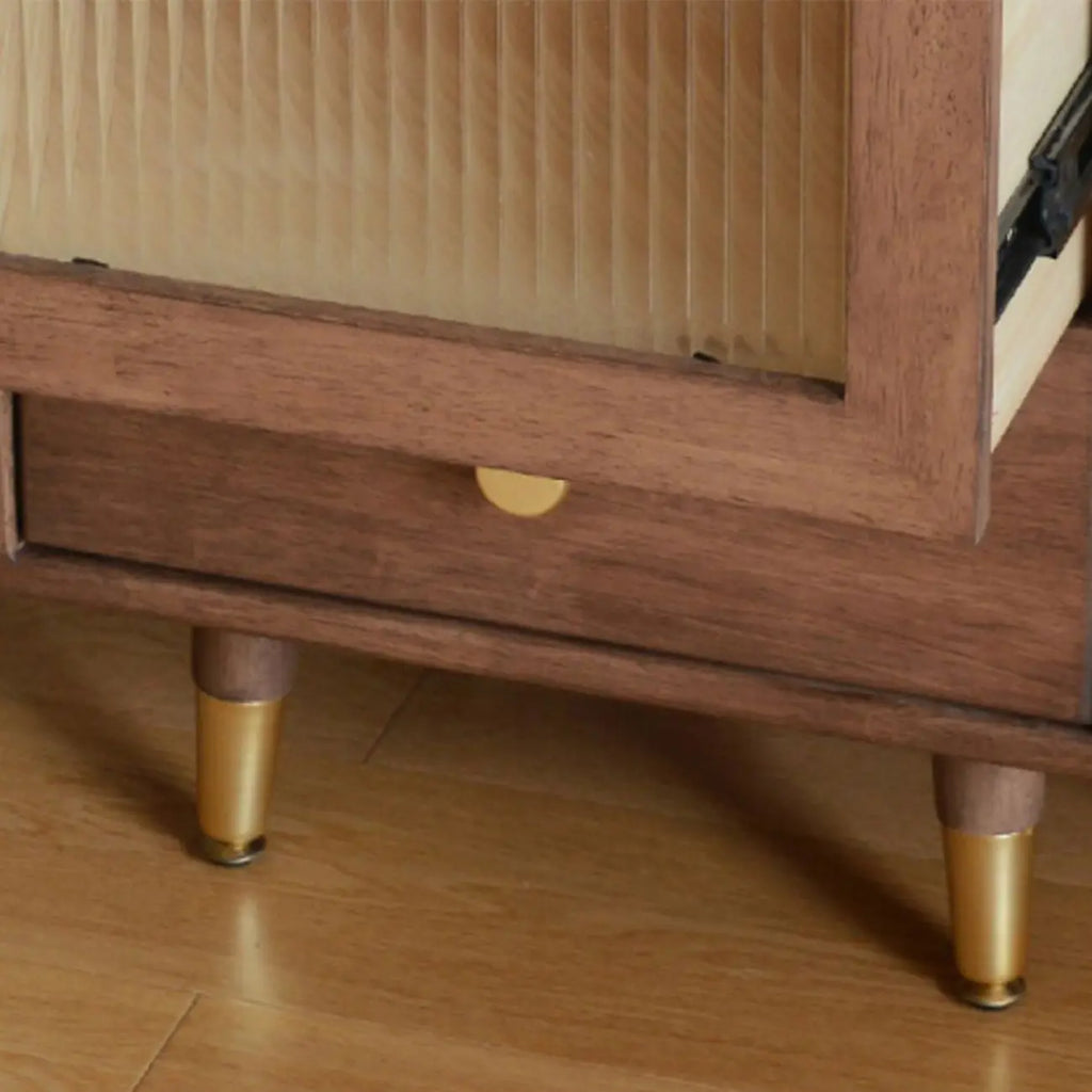Vintage Brown Wood 2-Drawer Nightstand