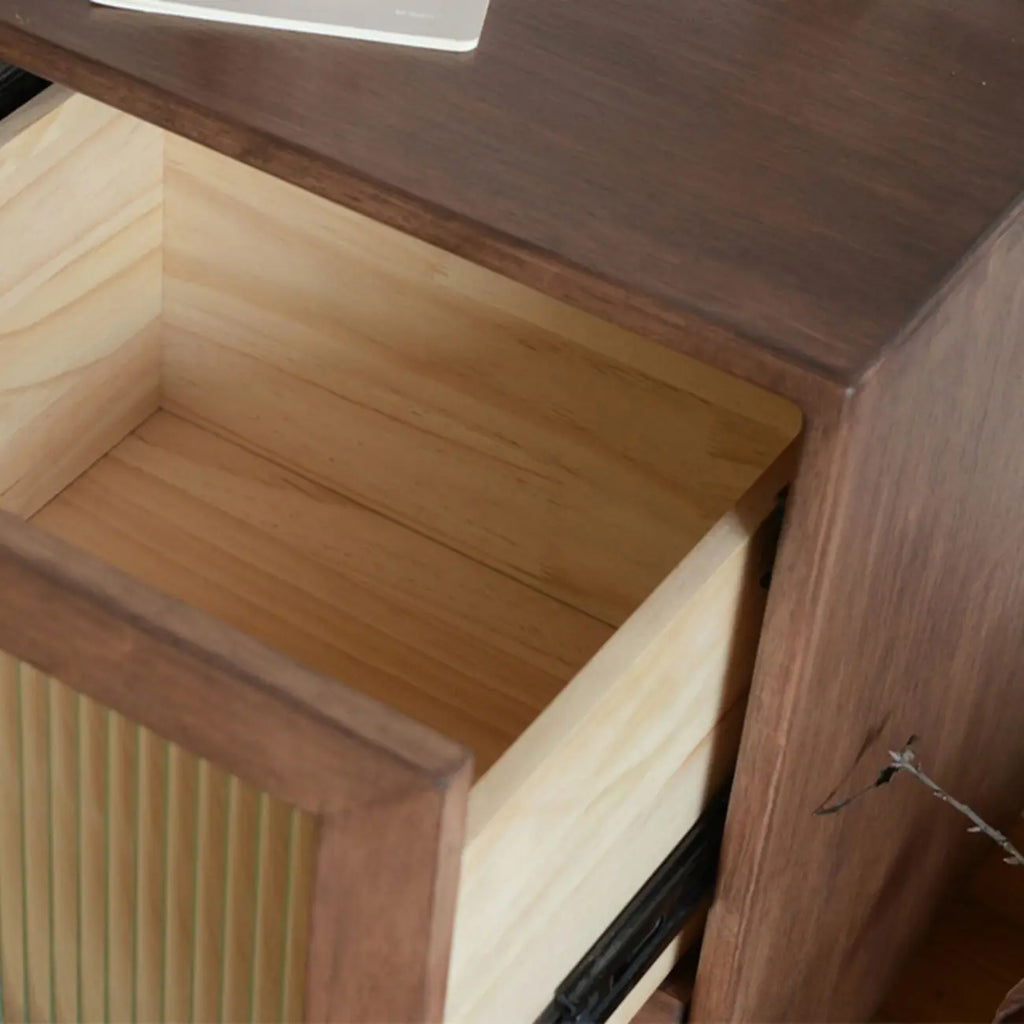 Vintage Brown Wood 2-Drawer Nightstand