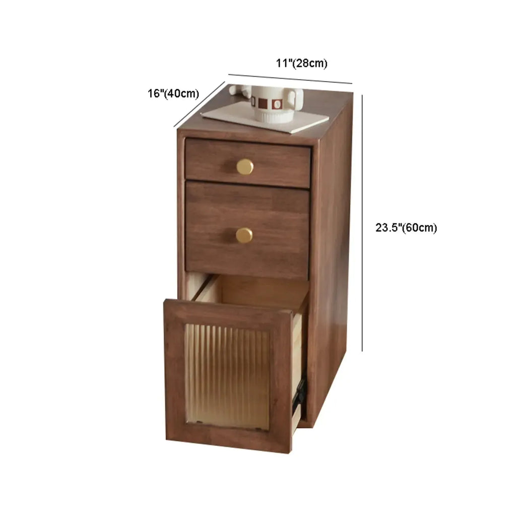 Vintage Brown Wood 2-Drawer Nightstand