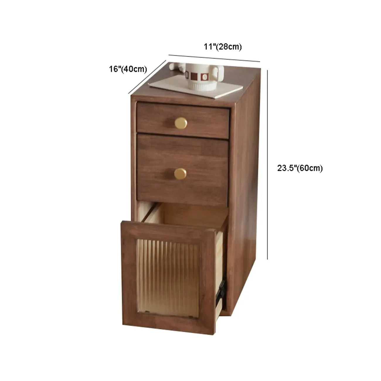 Vintage Brown Wood 2-Drawer Nightstand