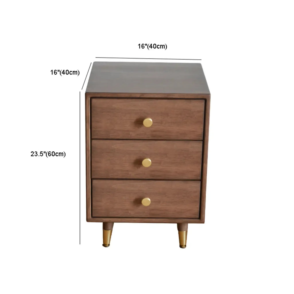 Vintage Brown Wood 2-Drawer Nightstand