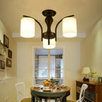 Traditional Black Cylinder Glass Semi-Flush Mount Ceiling Light