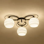 Traditional Black Cylinder Glass Semi-Flush Mount Ceiling Light