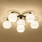 Traditional Black Cylinder Glass Semi-Flush Mount Ceiling Light
