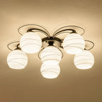 Traditional Black Cylinder Glass Semi-Flush Mount Ceiling Light