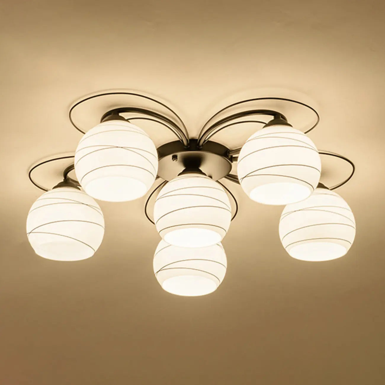 Traditional Black Cylinder Glass Semi-Flush Mount Ceiling Light
