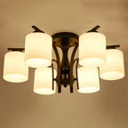 Traditional Black Cylinder Glass Semi-Flush Mount Ceiling Light