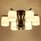 Traditional Black Cylinder Glass Semi-Flush Mount Ceiling Light