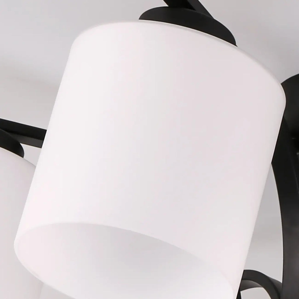 Traditional Black Cylinder Glass Semi-Flush Mount Ceiling Light