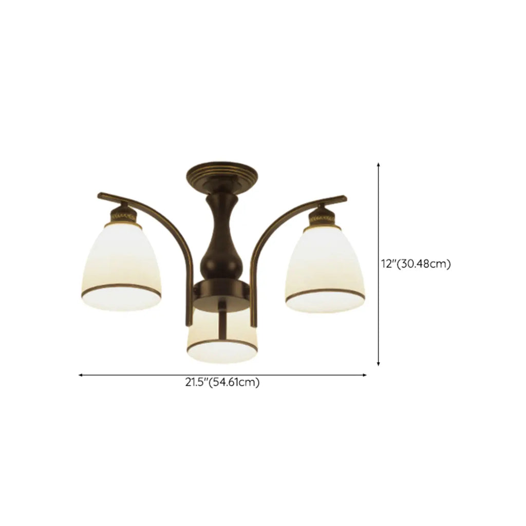 Traditional Black Cylinder Glass Semi-Flush Mount Ceiling Light