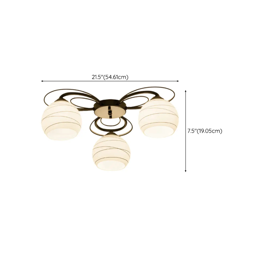 Traditional Black Cylinder Glass Semi-Flush Mount Ceiling Light