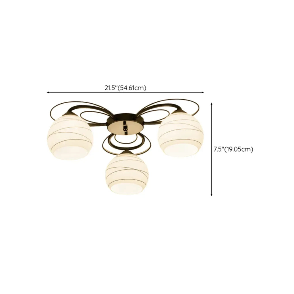 Traditional Black Cylinder Glass Semi-Flush Mount Ceiling Light