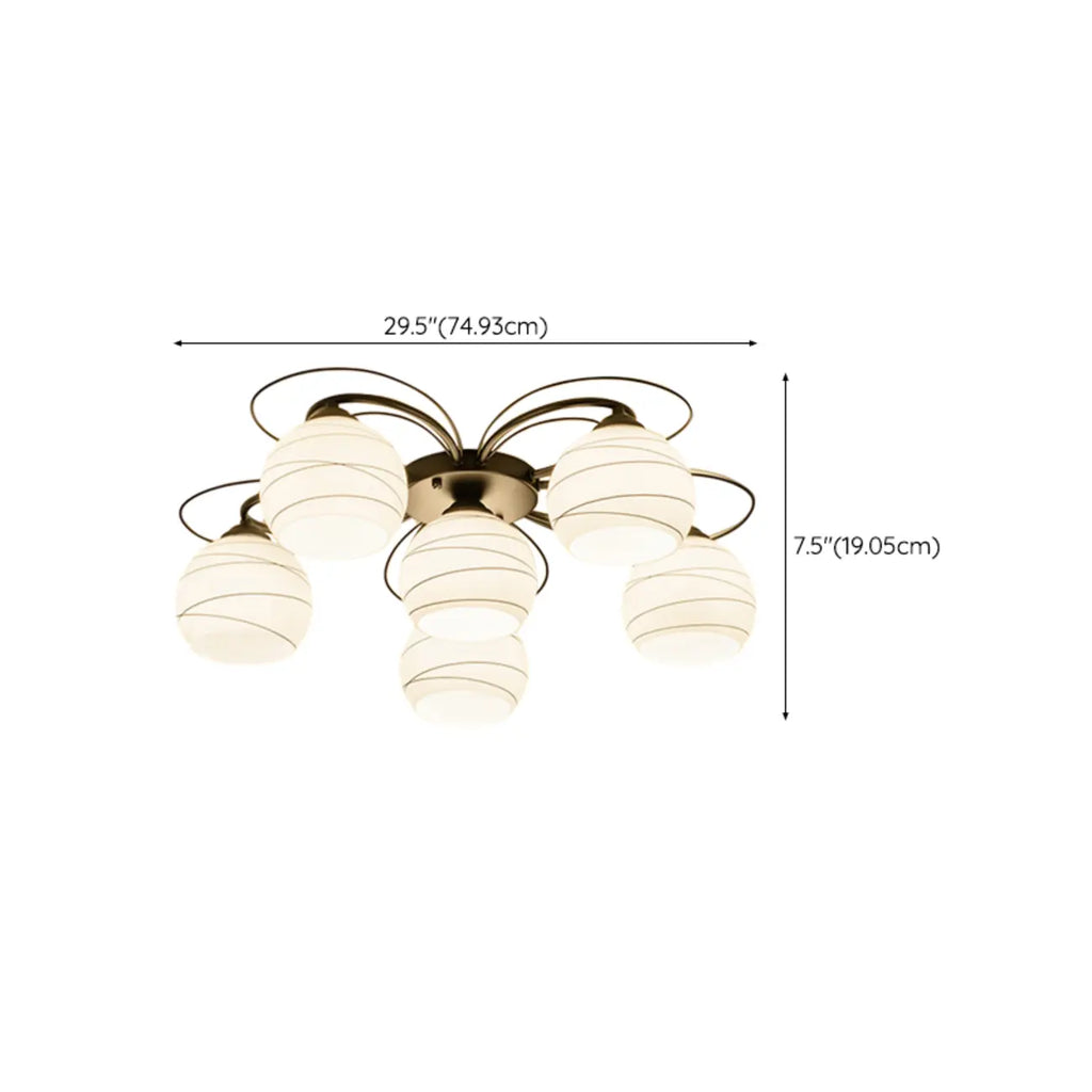 Traditional Black Cylinder Glass Semi-Flush Mount Ceiling Light