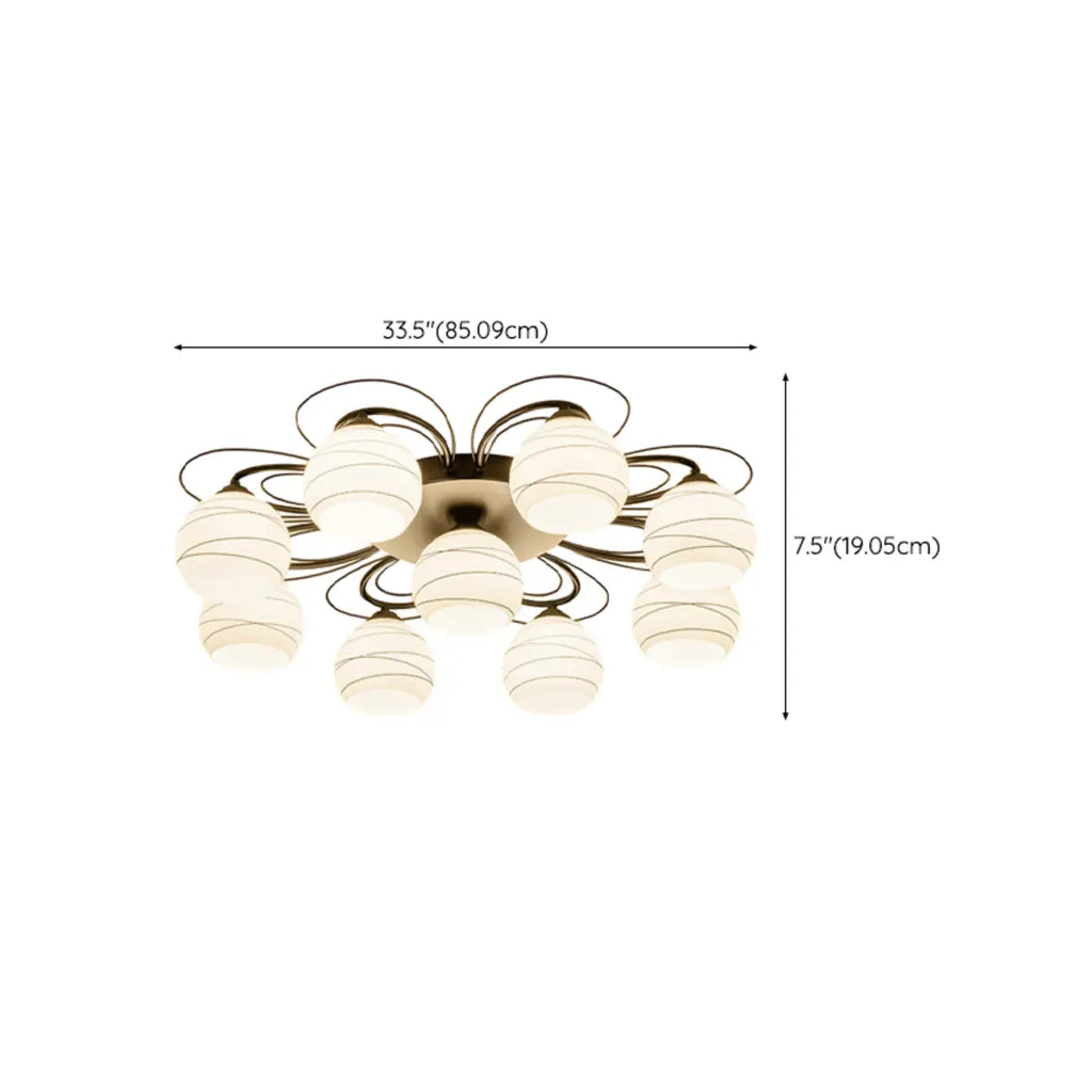Traditional Black Cylinder Glass Semi-Flush Mount Ceiling Light
